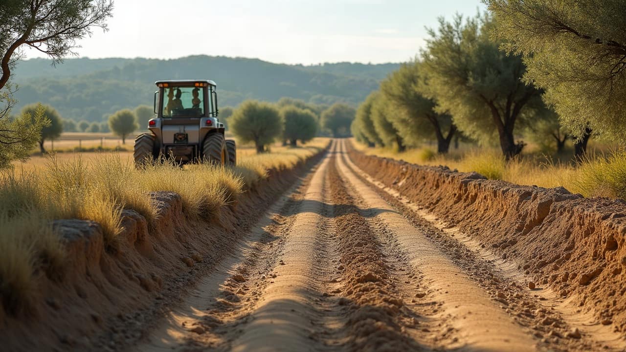 Coupe de terrain alluvial avec galets et graviers ronds, à côté d'un forage fini en bord de verger de la Durance